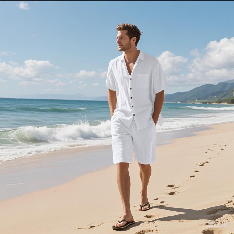 Shirt Camp Collar - Completo da uomo in lino misto