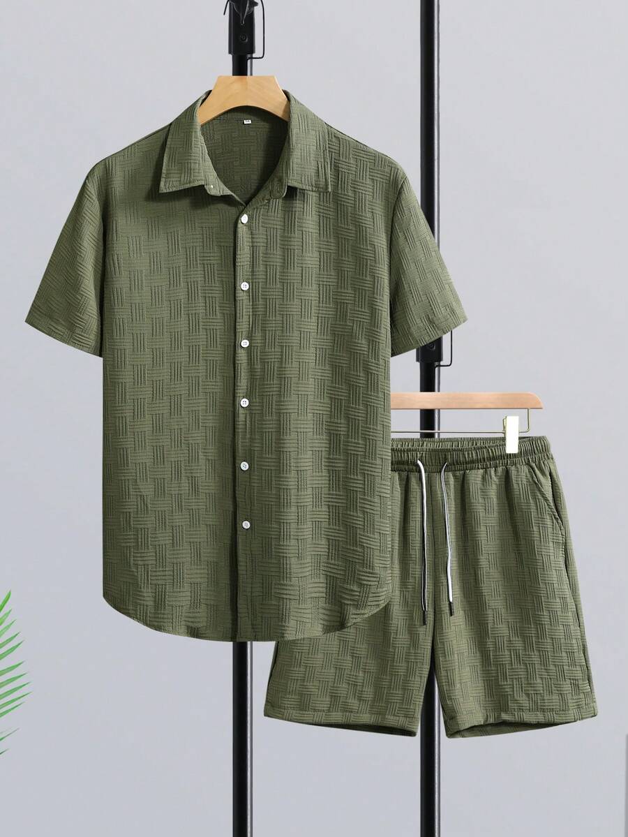 Short Linen Drawstring - Manfinity RSRT Set Camicia a Maniche