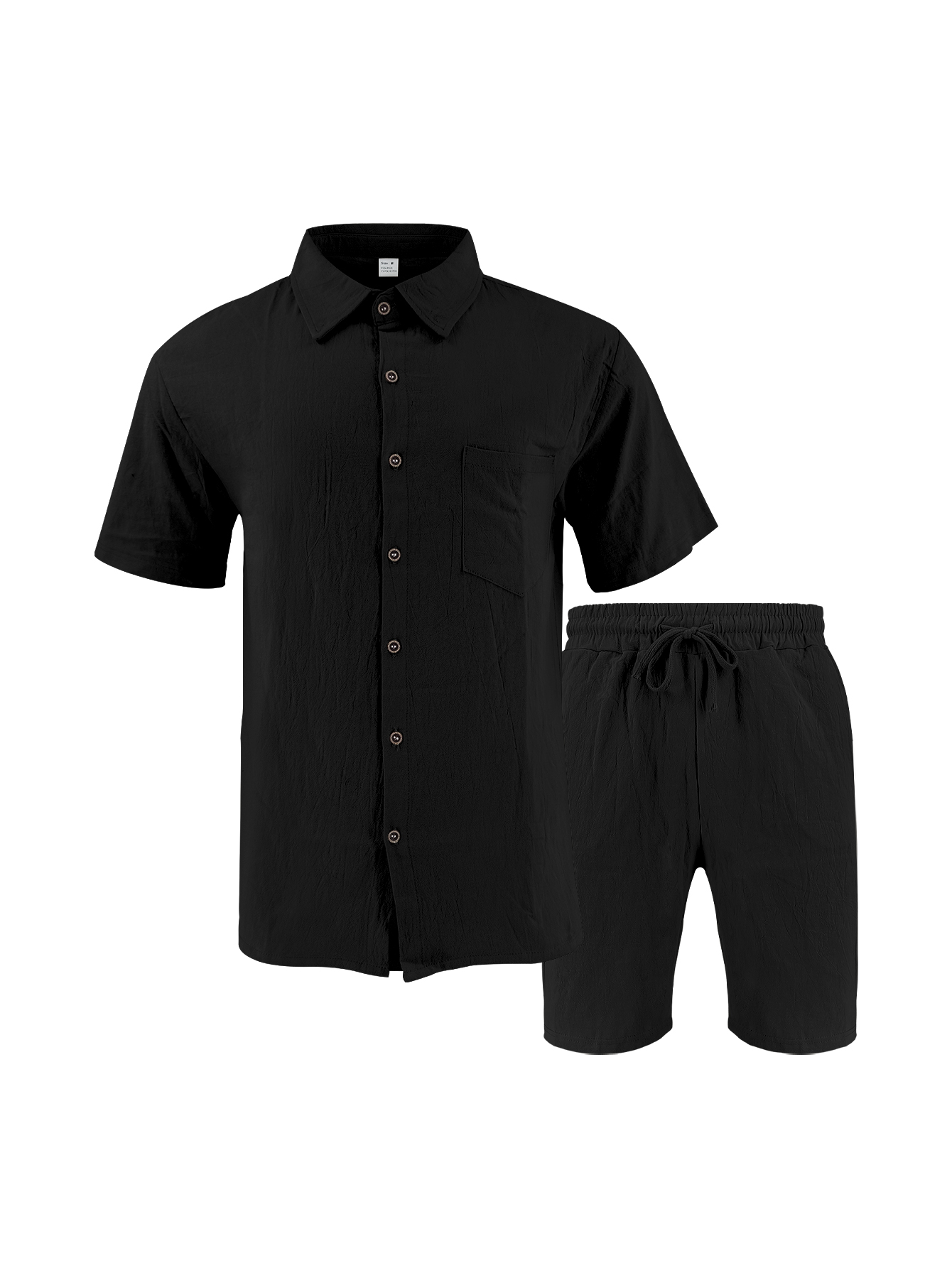 Short Linen Drawstring - Completo due pezzi in lino testurizzato