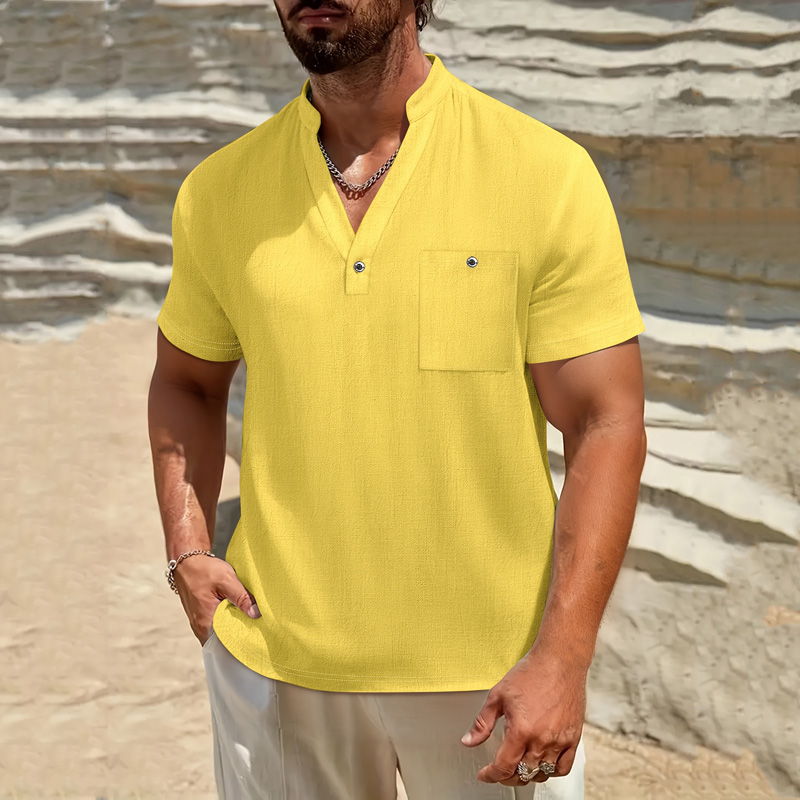 Camicia Henley da uomo in coto - Linen Shirt Breathable recensione e prezzo