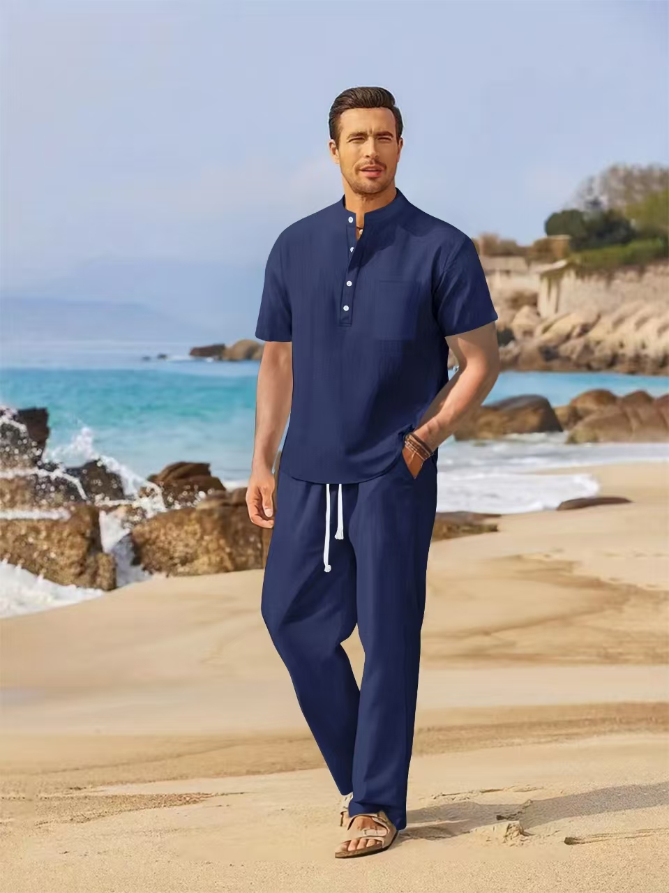 Set estivo da uomo in cotone e - Short Linen Drawstring recensione e prezzo